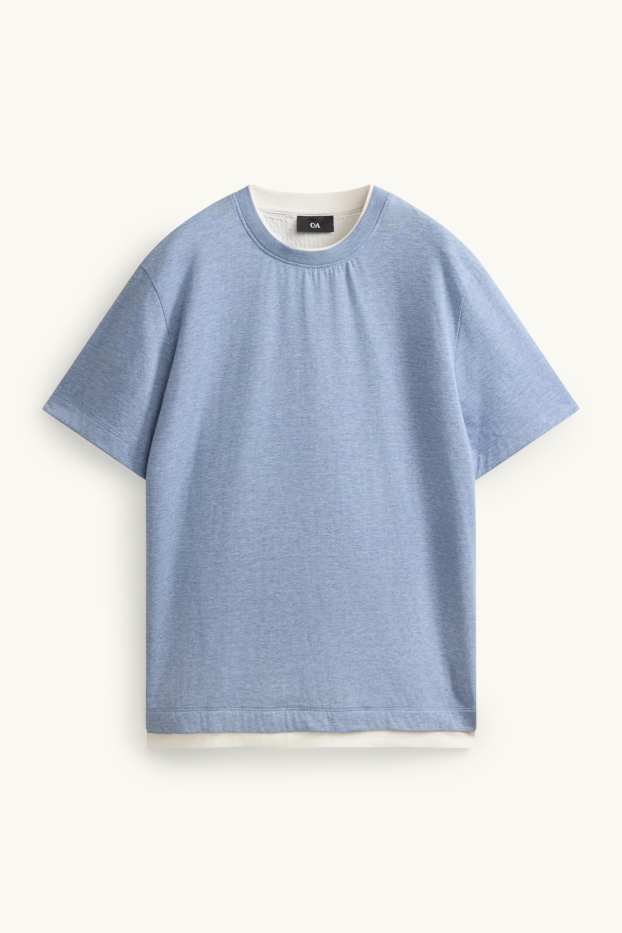 Bărbați - Tricou - regular fit - aspect 2 în 1 - albastru