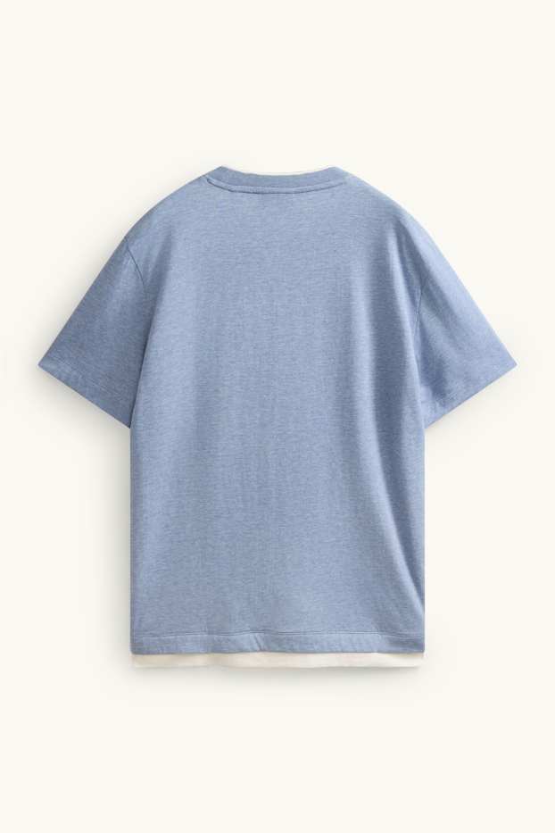 Bărbați - Tricou - regular fit - aspect 2 în 1 - albastru