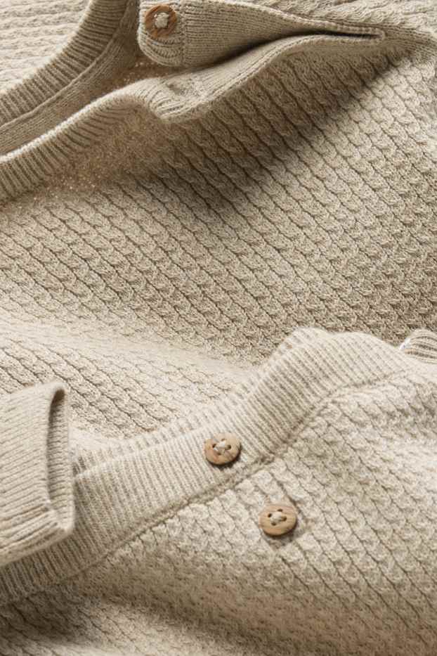 Baby Buben - Erstlingsoutfit - 2 teilig - Zopfmuster - beige