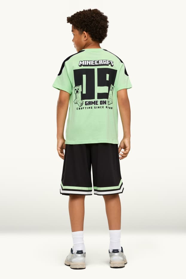Copii - Băieți - Minecraft - set - tricou cu mânecă scurtă și pantaloni scurți - 2 piese - verde