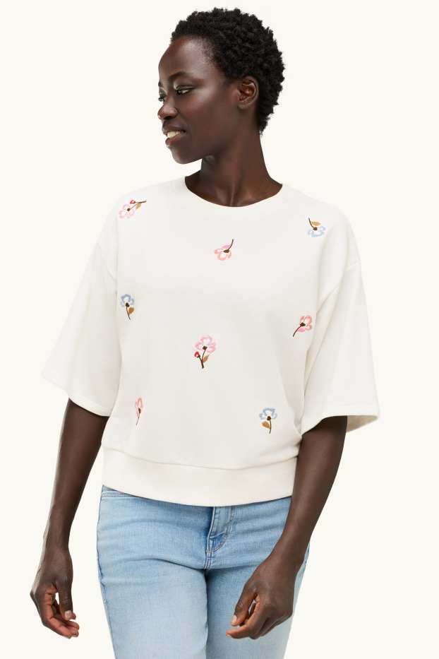Kobiety - Bluza - w kwiaty - biały