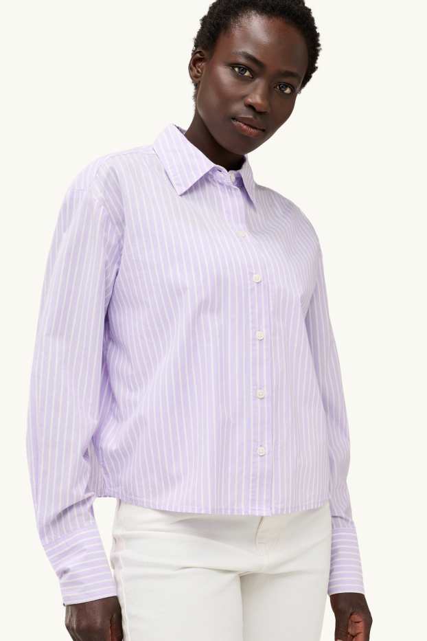 Dames - Hemdblouse - met strepen - lila
