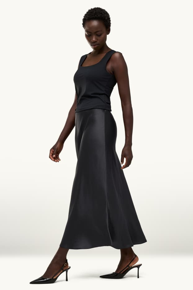 Femmes - Jupe en satin - noir