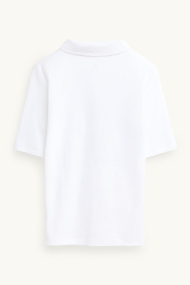 Damen - Poloshirt - Regular Fit - gerippt - weiss