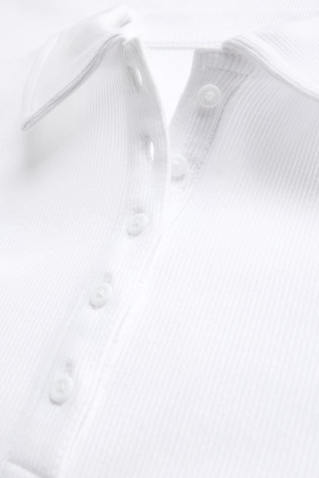 Damen - Poloshirt - Regular Fit - gerippt - weiss