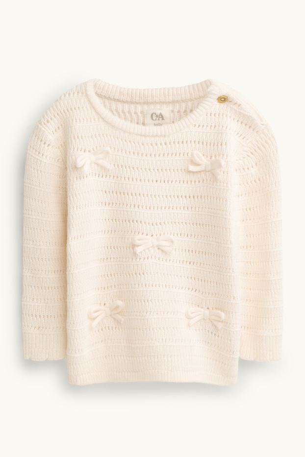 Baby Mädchen - Schleife - Baby-Pullover - cremeweiß
