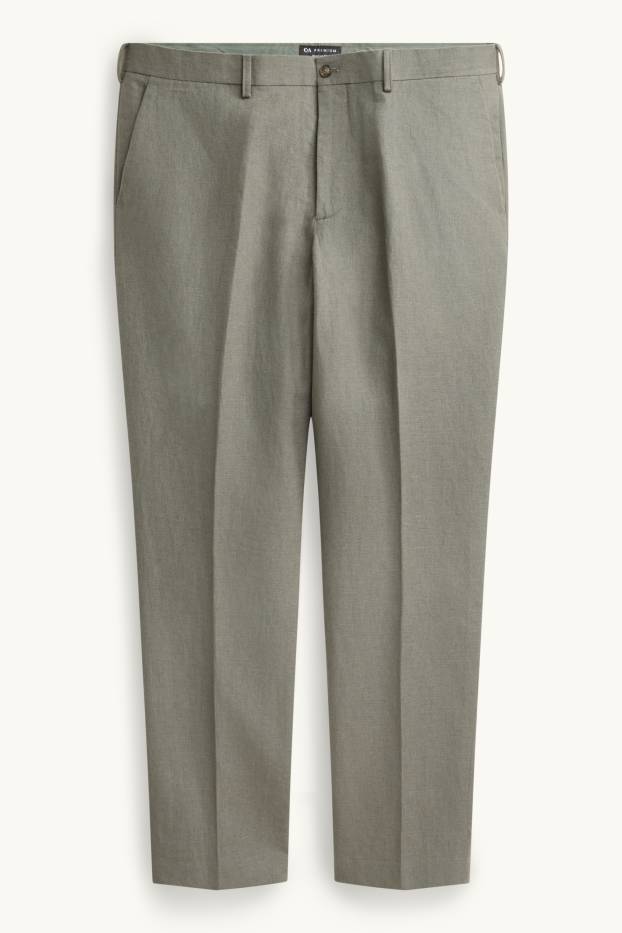 Heren - Broek uit het combi-systeem - regular fit - linnenmix - kaki