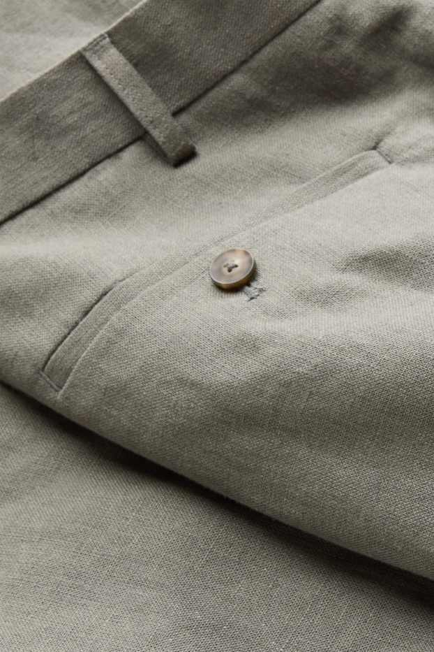 Heren - Broek uit het combi-systeem - regular fit - linnenmix - kaki