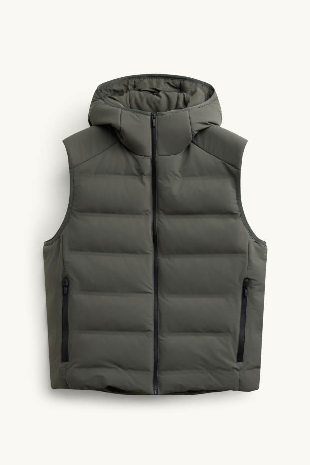Heren - Sport-bodywarmer met capuchon - waterafstotend - donkergroen