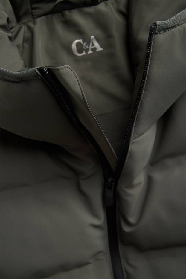 Heren - Sport-bodywarmer met capuchon - waterafstotend - donkergroen