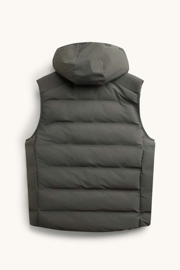 Heren - Sport-bodywarmer met capuchon - waterafstotend - donkergroen