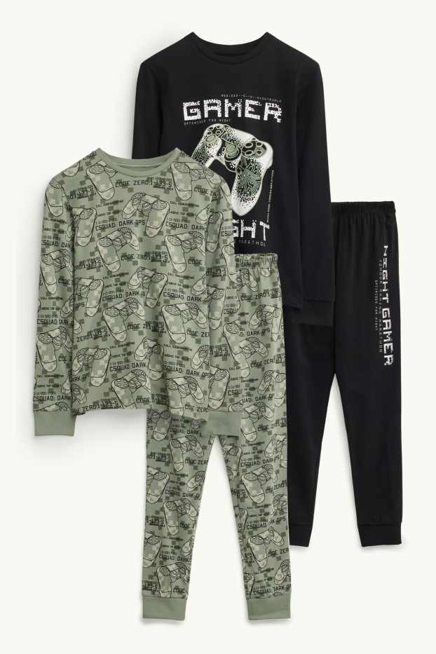 Copii - Băieți - Multipack 2 buc. - gamer - pijama - 4 piese - negru