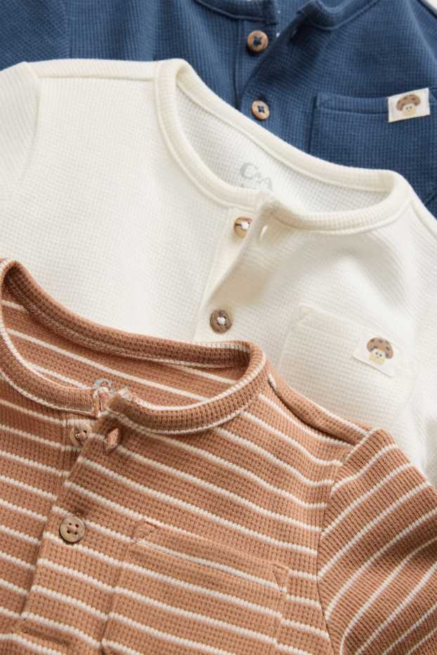 Baby Boys - Multipack of 3 - toadstool - baby long sleeve top - textured - white / blue