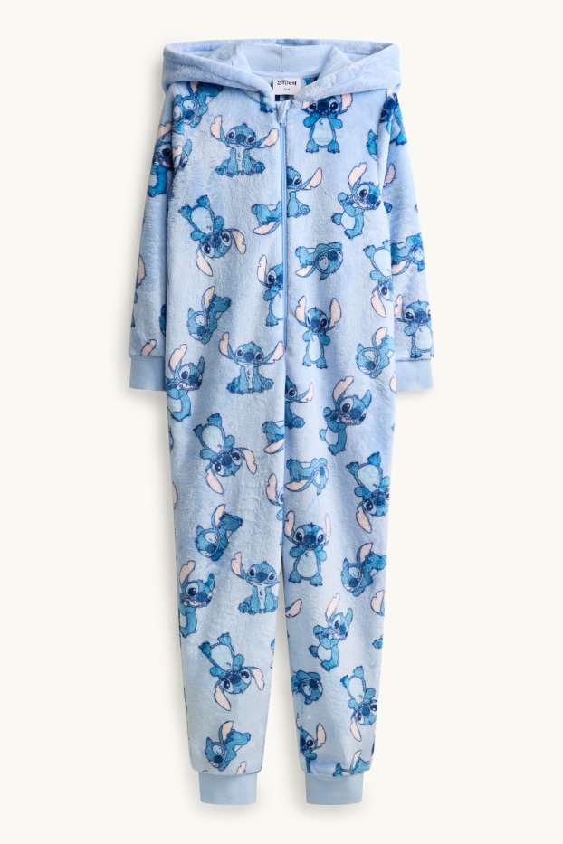 Kinderen: meisjes - Lilo & Stitch - onesie met capuchon - blauw / lichtblauw