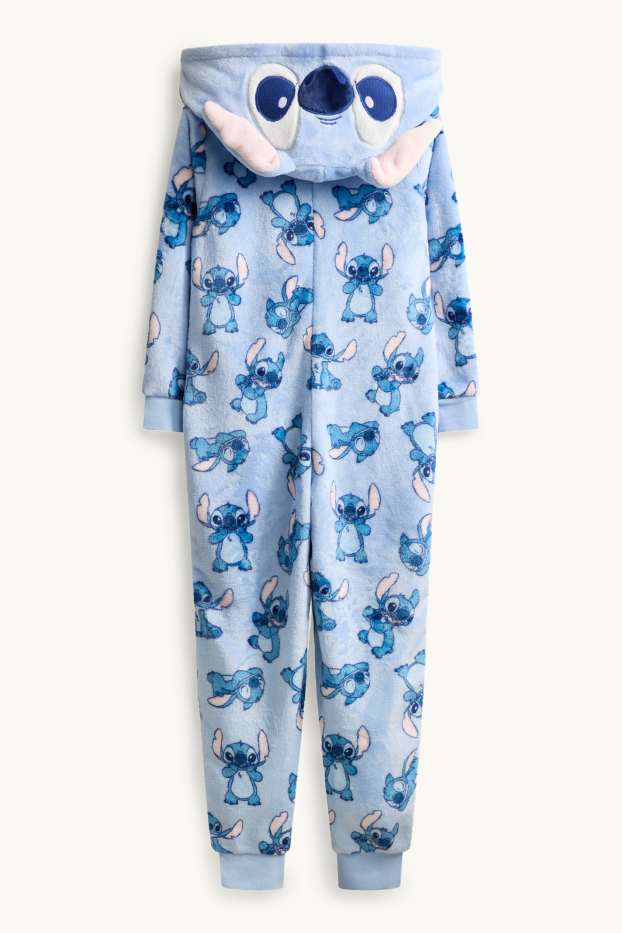Kinderen: meisjes - Lilo & Stitch - onesie met capuchon - blauw / lichtblauw
