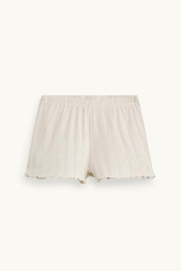 Dona - Pijama d’estiu de punt pointelle - beix