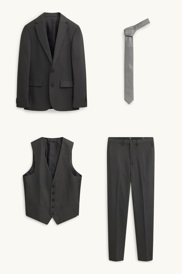 Hommes - Costume à cravate - slim fit - 4 pièces - noir