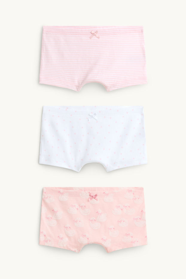 Enfants filles - Lot de 3 - étoiles et cygnes - caleçons - rose