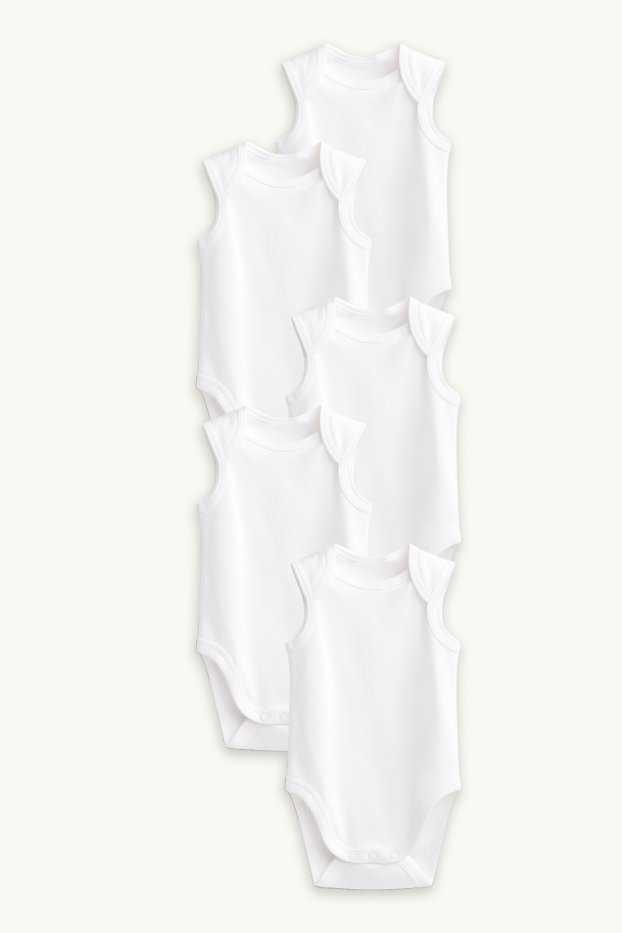 Unisex - Multipack of 5 - baby bodysuit - white