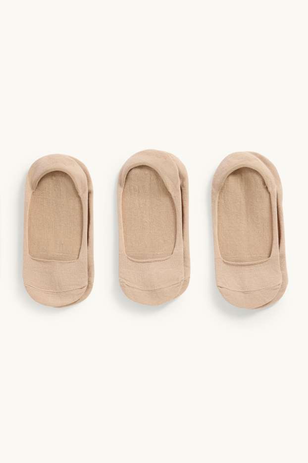 Damen - Multipack 3er - Füßlinge - beige
