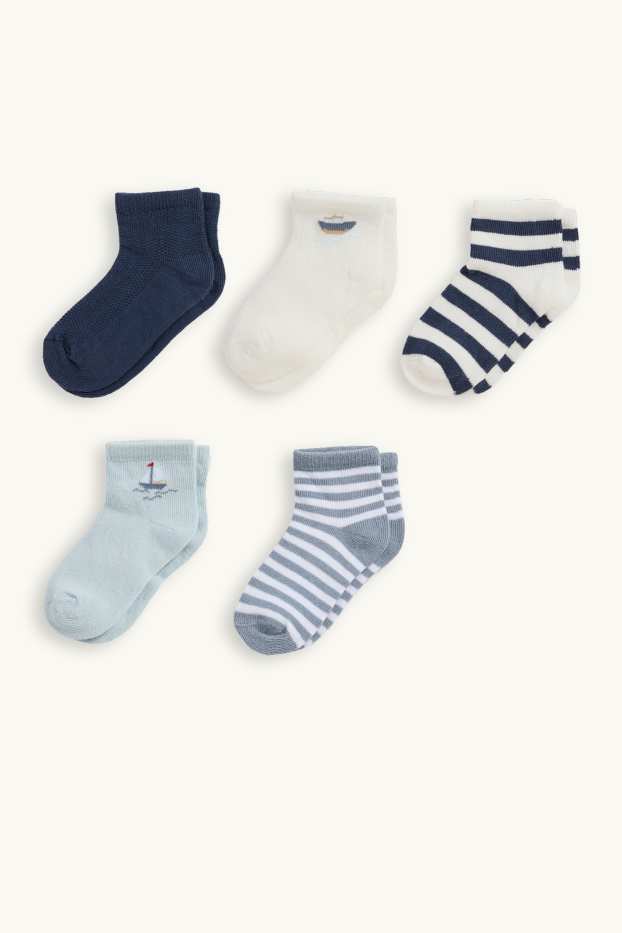 Bébés garçons - Lot de 5 paires - petits bateaux à voile - chaussettes bébé à motif - bleu