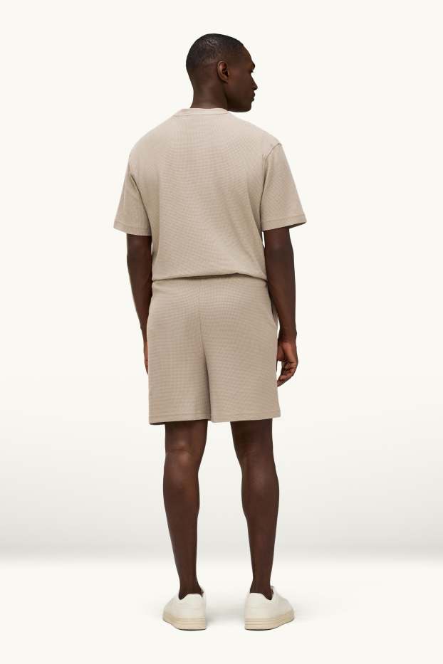 Home - Pantalons curts de xandall - texturats - beix