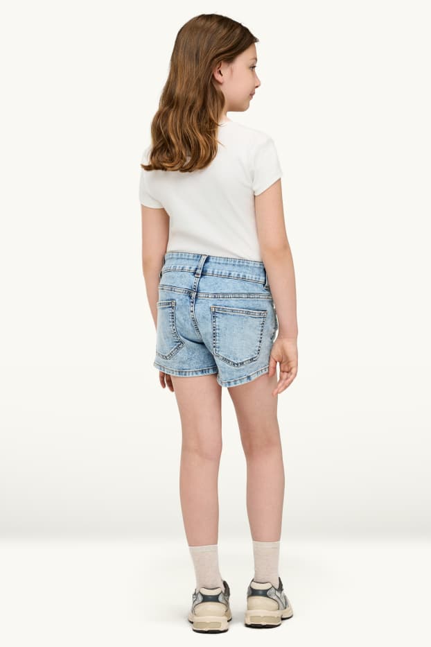 Children Girls - Denim shorts - light blue