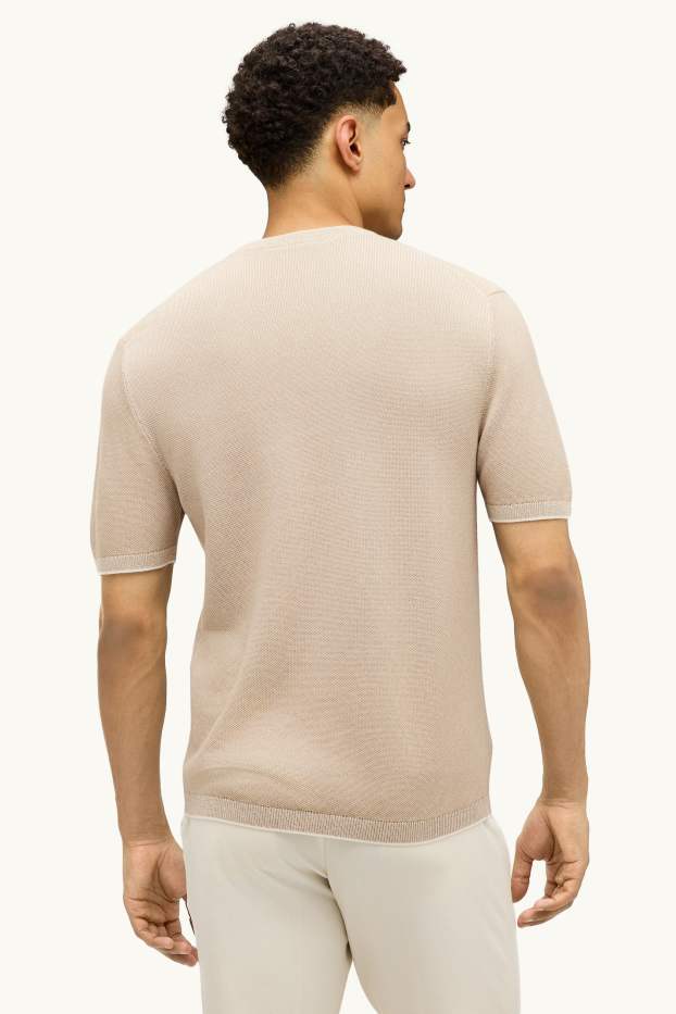 Hommes - T-shirt en maille - regular fit - beige