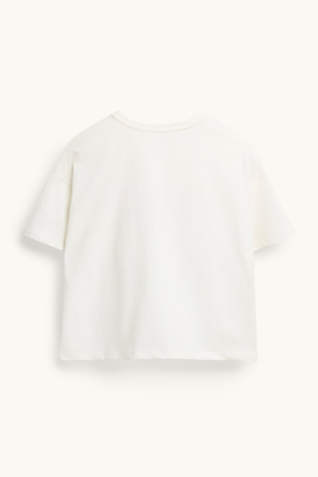 Enfants filles - Fleurs - T-shirt - finition brillante - blanc