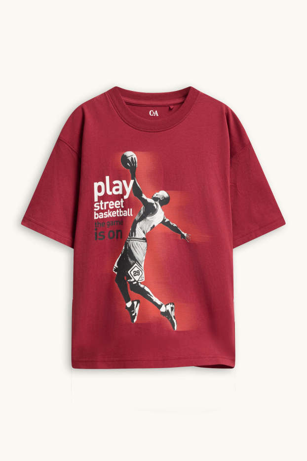 Kinder Buben - Basketball - Kurzarmshirt - rot