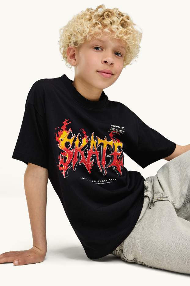 Kinder Buben - Skate - Kurzarmshirt - schwarz