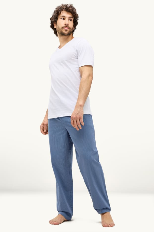 Bărbați - Pantaloni de pijama - cu dungi - albastru