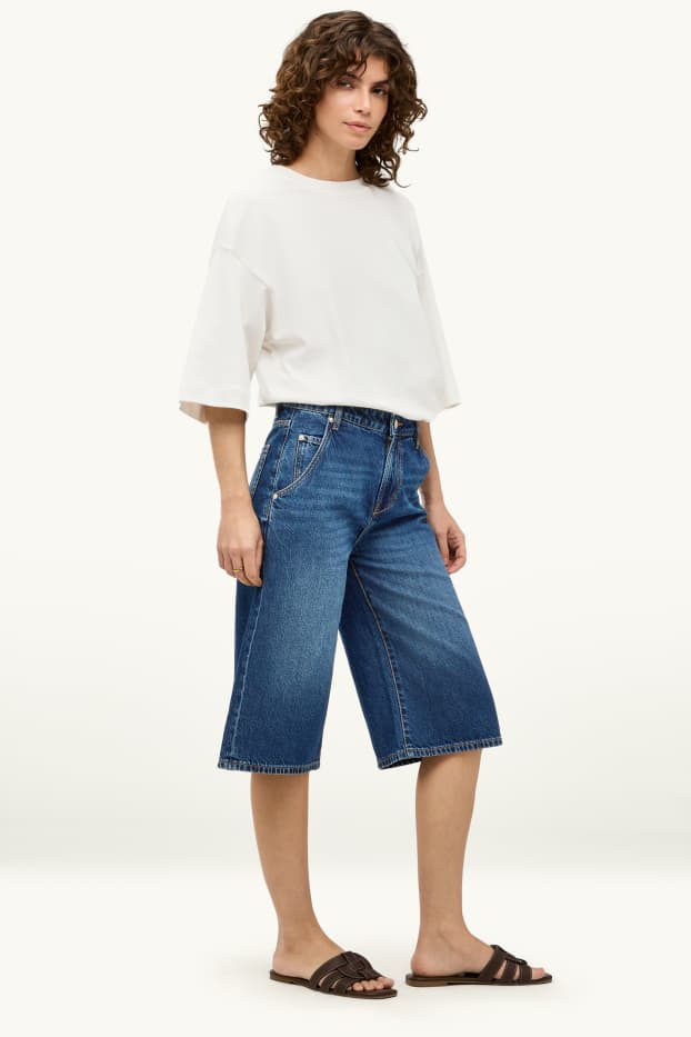 Damen - Jorts - High Waist - dunkeljeansblau