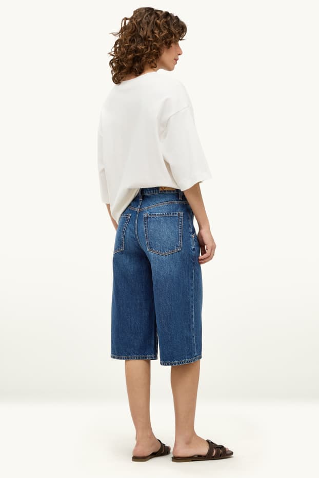 Damen - Jorts - High Waist - dunkeljeansblau