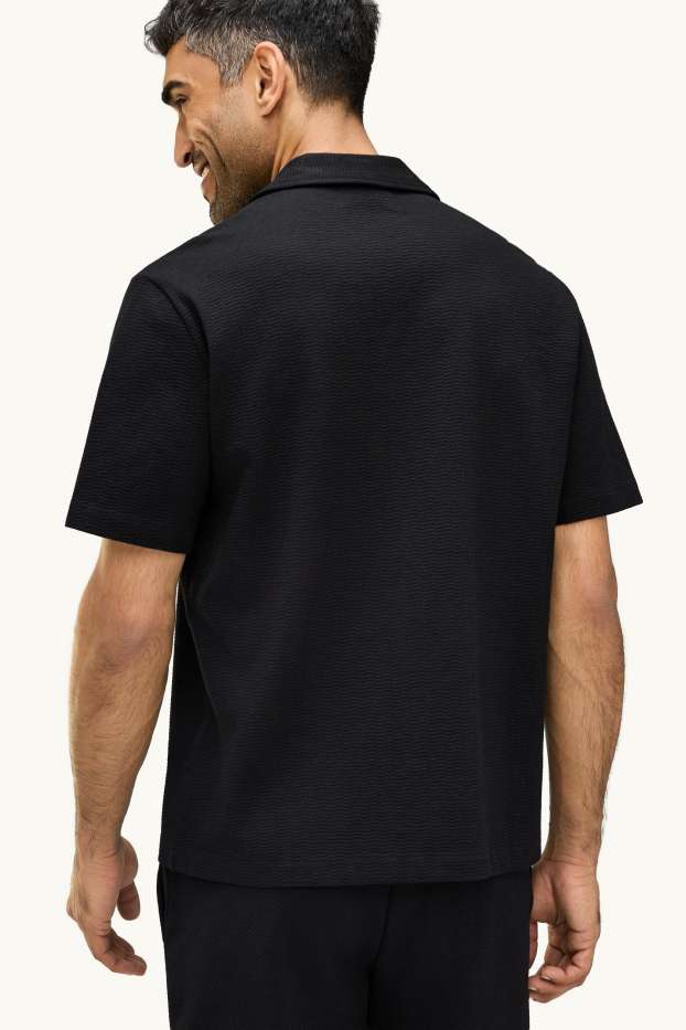 Pánské - Košile - regular fit - klopový límec - černá