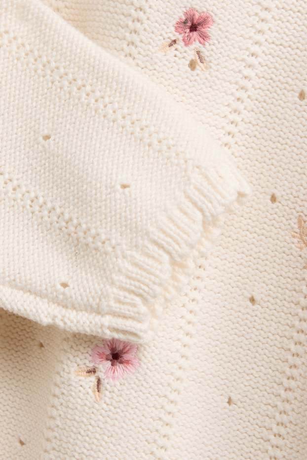 Bébés filles - Petites fleurs - pull bébé - crème