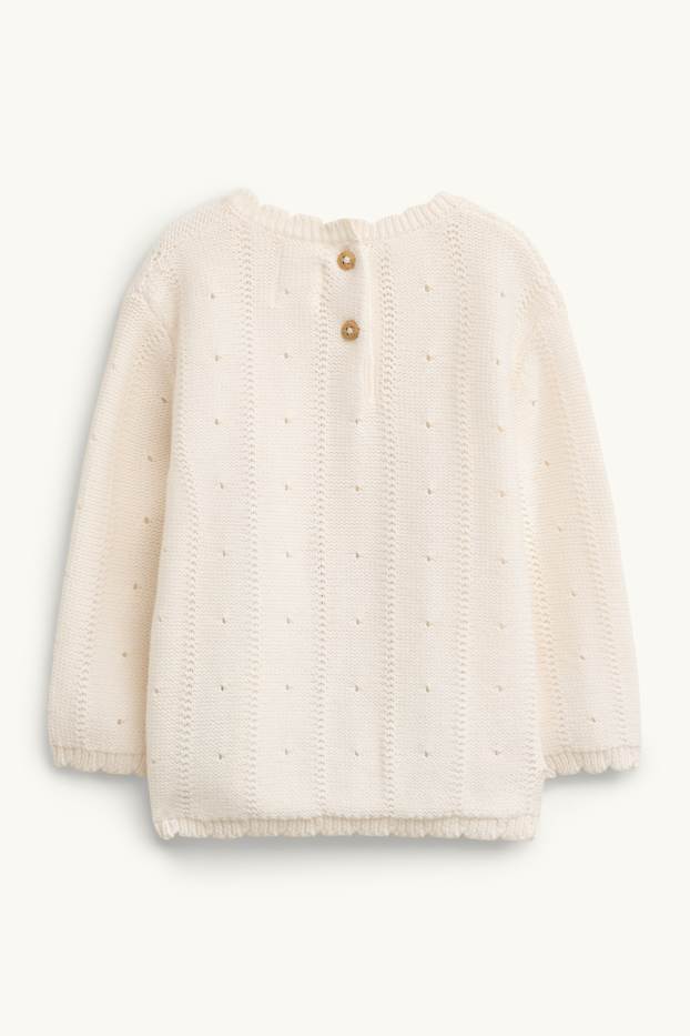 Bébés filles - Petites fleurs - pull bébé - crème
