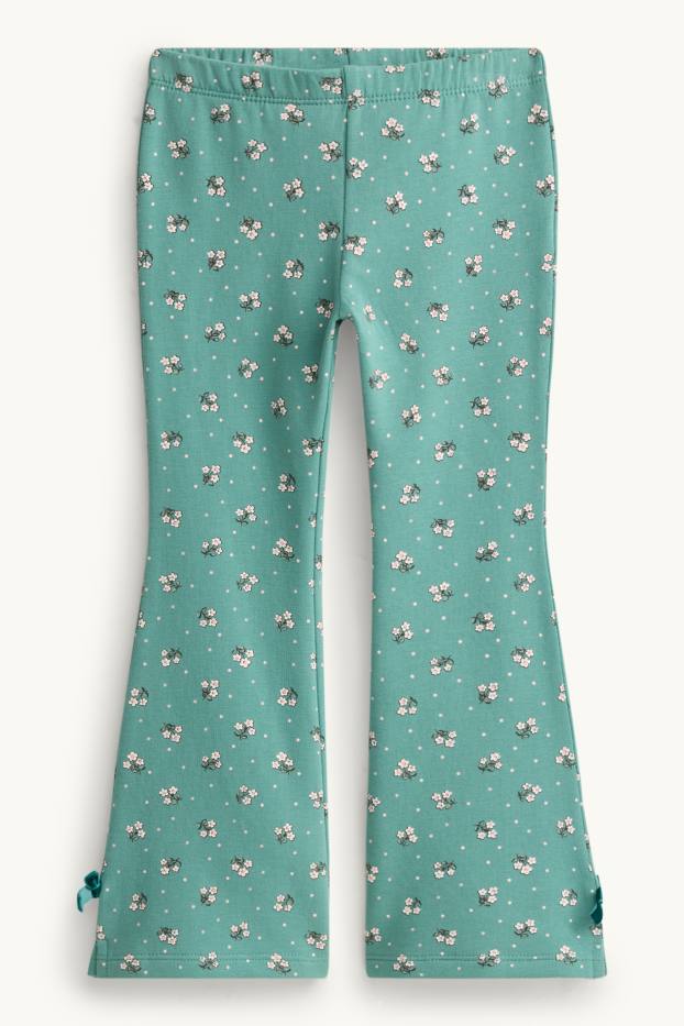 Children Girls - Bunny rabbit - set - sweatshirt, leggings and bag - shiny - 3 piece - white / green