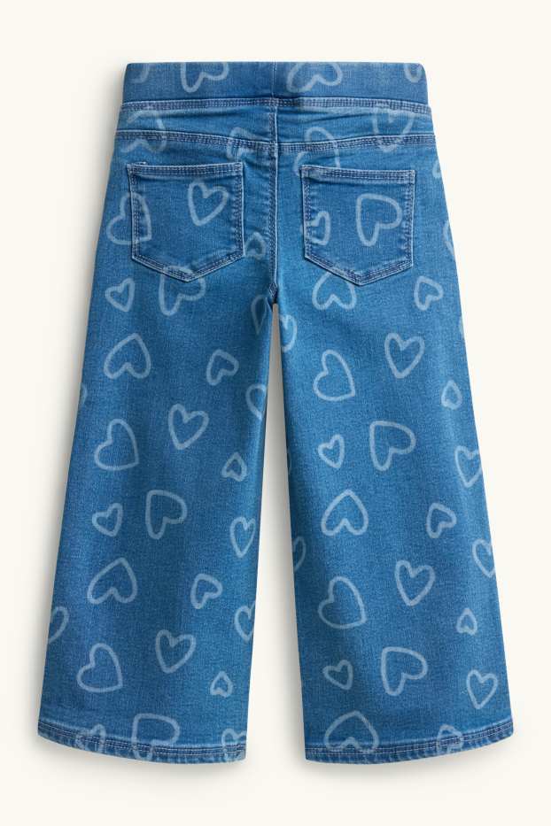 Kinder Mädchen - Herz - Wide Leg Jeggings - jeansblau