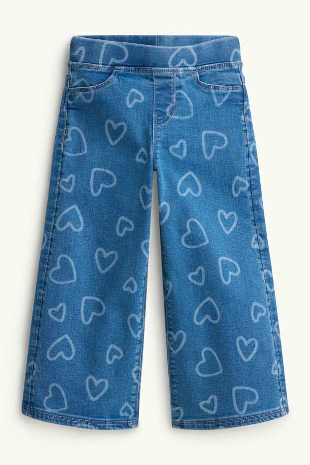 Kinder Mädchen - Herz - Wide Leg Jeggings - jeansblau