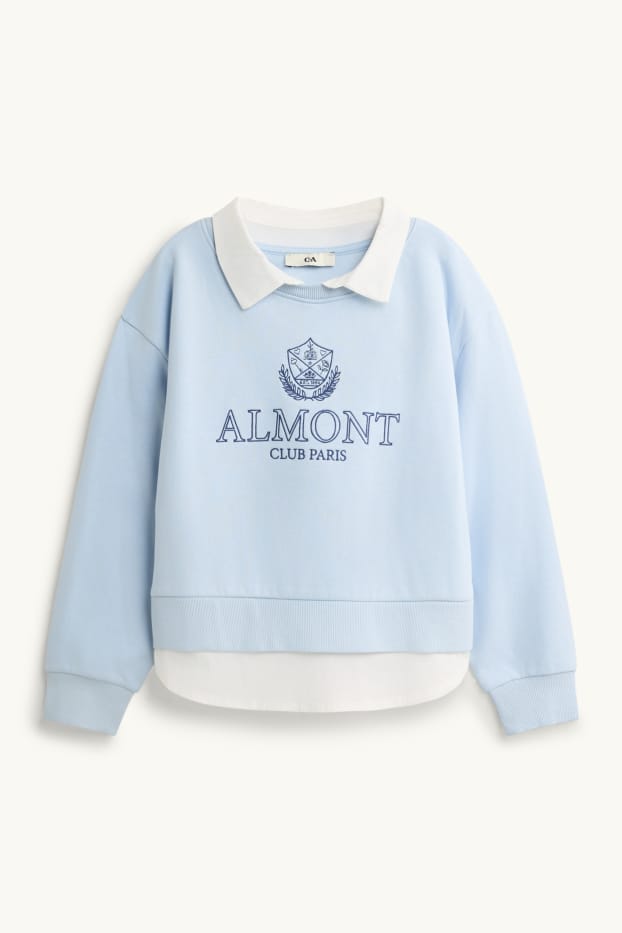 Enfants filles - Sweat - look 2-en-1 - bleu clair