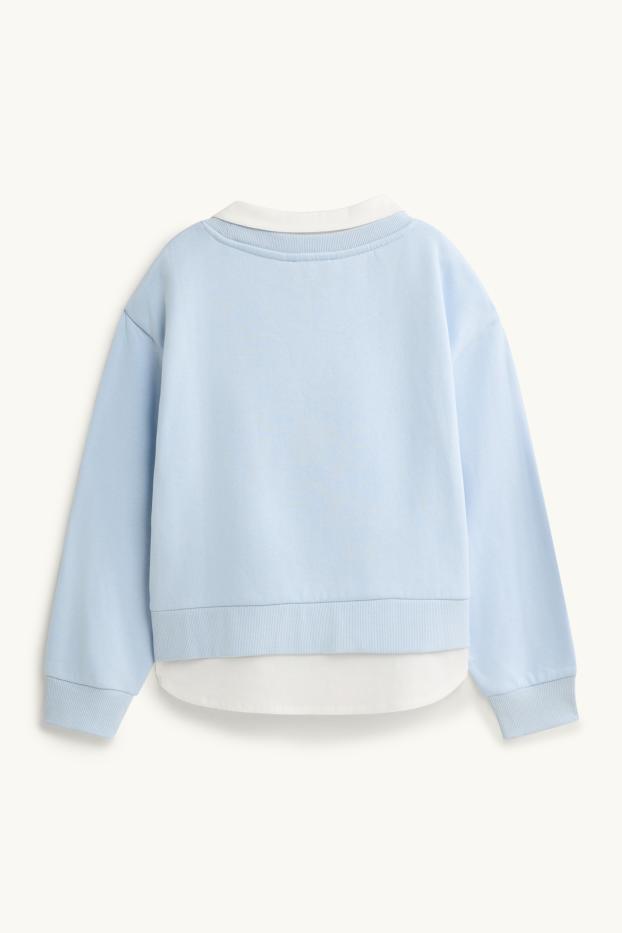 Enfants filles - Sweat - look 2-en-1 - bleu clair