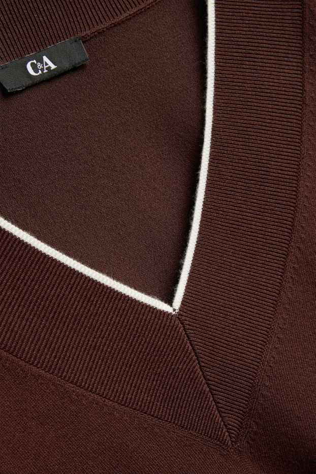 Women - V-neck jumper - brown / cremewhite
