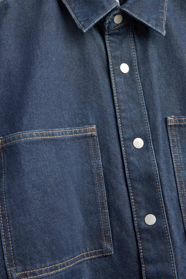 Heren - Overhemdjas van spijkerstof - relaxed fit - jeansdonkerblauw