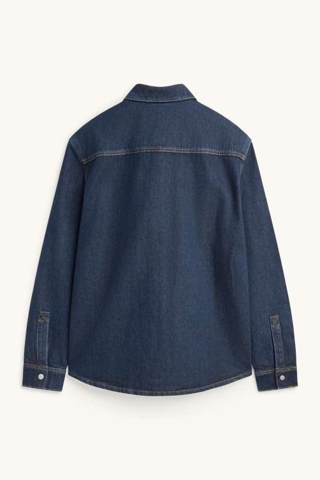 Heren - Overhemdjas van spijkerstof - relaxed fit - jeansdonkerblauw