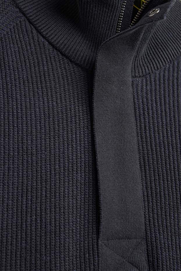 Hommes - Pull - finition côtelée - gris foncé