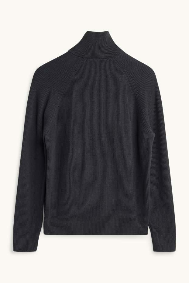Hommes - Pull - finition côtelée - gris foncé