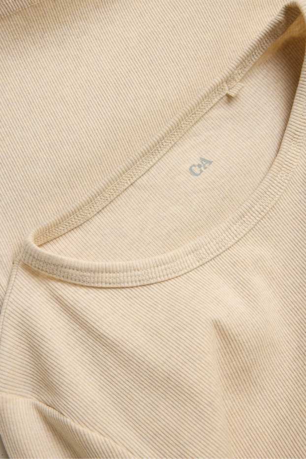 Donna - Maglia a maniche lunghe - slim fit - a coste - beige chiaro