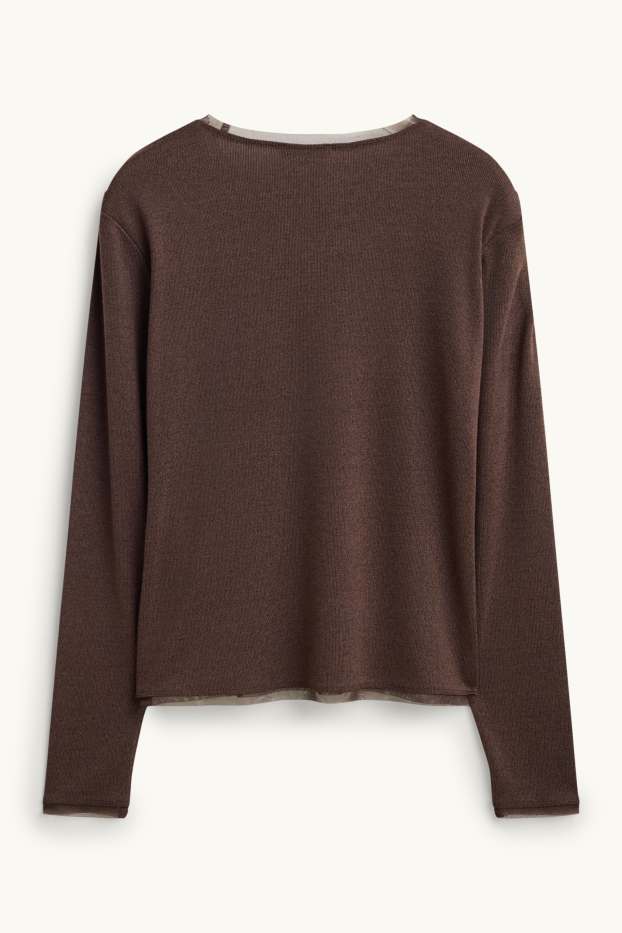 Damen - Langarmshirt - braun