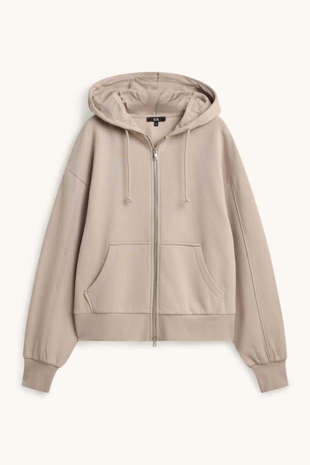 Damen - Sweatjacke mit Kapuze - beige